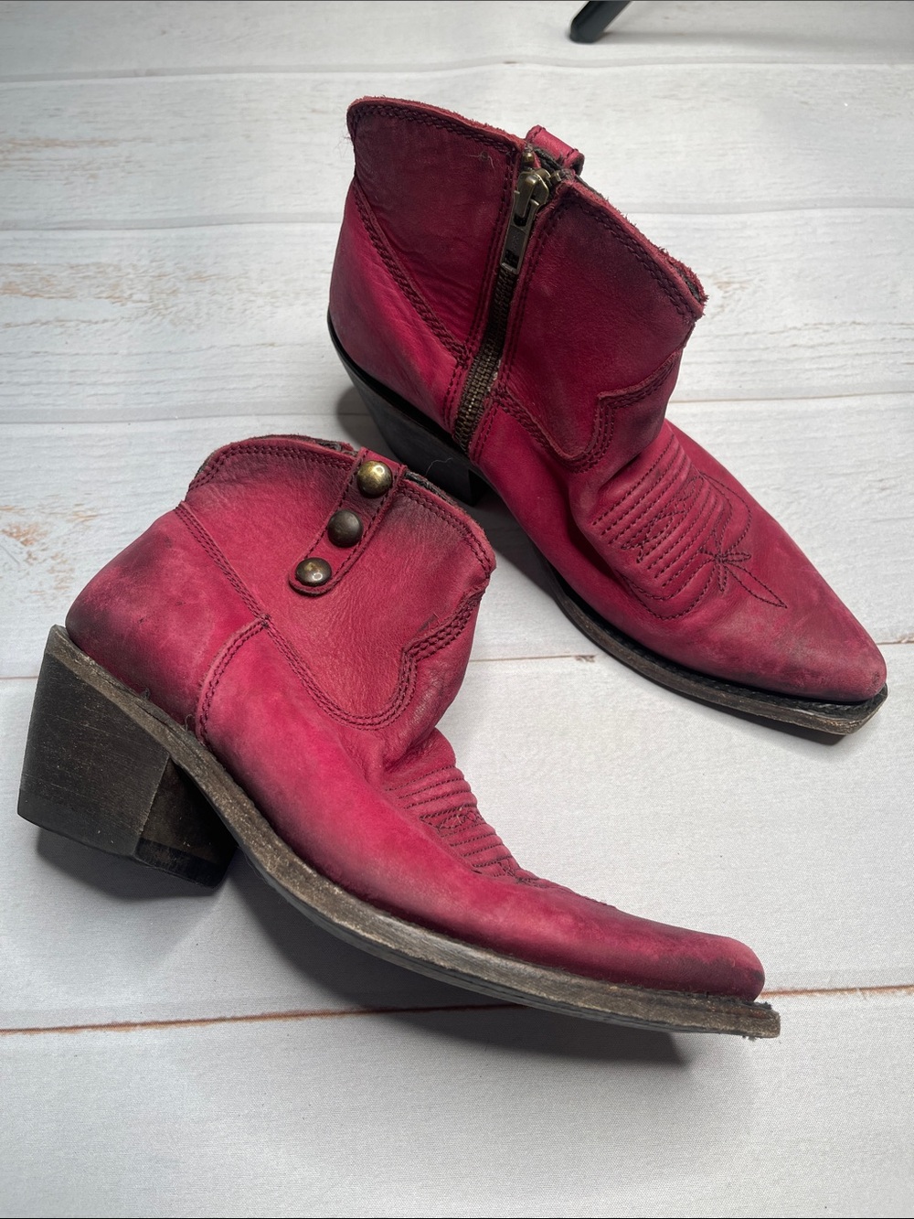 Liberty Black Cowboy Boots 7 Cranberry Red Cowgirl Booties Zip Rodeo Ladies
